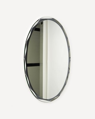 Mid-Century Oval Wall Mirror attributed to Metalvetro Galvorame, Italy, 1970s-LYQ-1754994