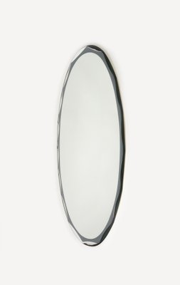 Mid-Century Oval Wall Mirror attributed to Metalvetro Galvorame, Italy, 1970s-LYQ-1754994