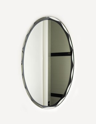 Mid-Century Oval Wall Mirror attributed to Metalvetro Galvorame, Italy, 1970s-LYQ-1754994