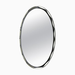 Mid-Century Oval Wall Mirror attributed to Metalvetro Galvorame, Italy, 1970s-LYQ-1754994