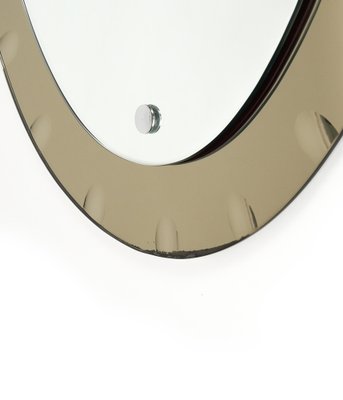 Mid-Century Oval Wall Mirror with Bronzed Frame from Cristal Arte, Italy, 1960s-LYQ-1754993