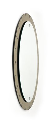 Mid-Century Oval Wall Mirror with Bronzed Frame from Cristal Arte, Italy, 1960s-LYQ-1754993