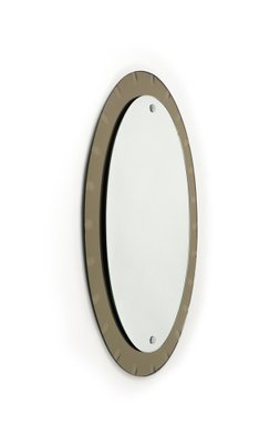 Mid-Century Oval Wall Mirror with Bronzed Frame from Cristal Arte, Italy, 1960s-LYQ-1754993