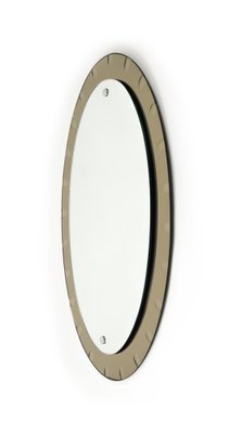 Mid-Century Oval Wall Mirror with Bronzed Frame from Cristal Arte, Italy, 1960s-LYQ-1754993