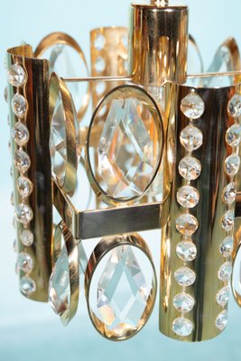 Mid-Century Palwa Hanging Lamp in Crystal & Plated Brass, 1970s-HGA-1821376