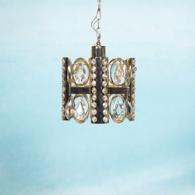 Mid-Century Palwa Hanging Lamp in Crystal & Plated Brass, 1970s-HGA-1821376