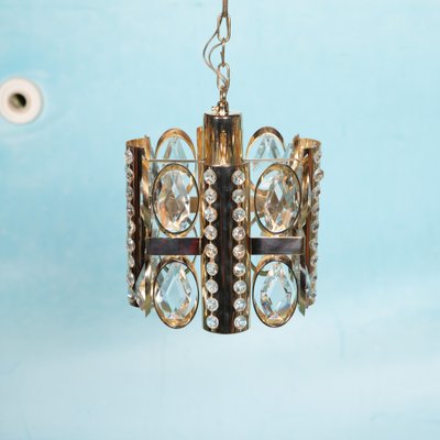 Mid-Century Palwa Hanging Lamp in Crystal & Plated Brass, 1970s-HGA-1821376