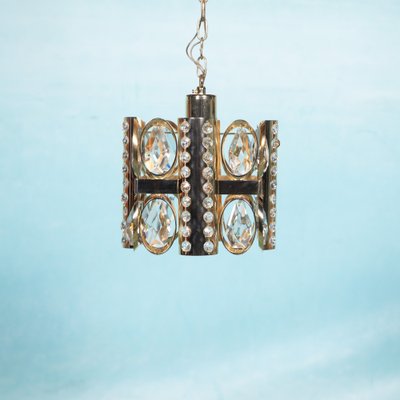 Mid-Century Palwa Hanging Lamp in Crystal & Plated Brass, 1970s-HGA-1821376