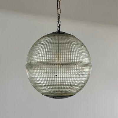 Mid-Century Parisian Glass Holophane Globe Pendant Light-JRP-1361431