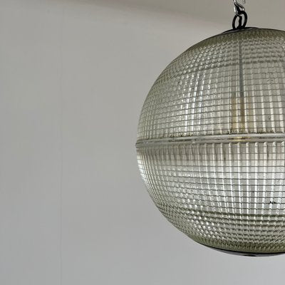 Mid-Century Parisian Glass Holophane Globe Pendant Light-JRP-1361431