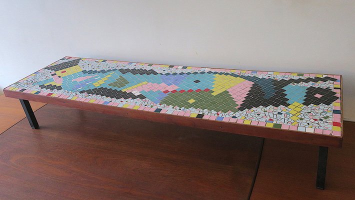 Mid-Century Patchwork Ceramic Tiled Coffee Table, 1960s-ED-1767408