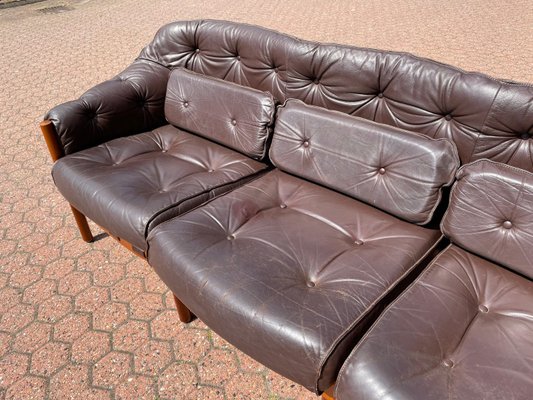 Mid-Century Patinated Brown Leather Sofa by Arne Norell, Sweden, 1960s-WSA-958460