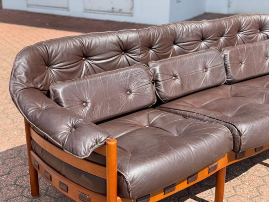 Mid-Century Patinated Brown Leather Sofa by Arne Norell, Sweden, 1960s-WSA-958460