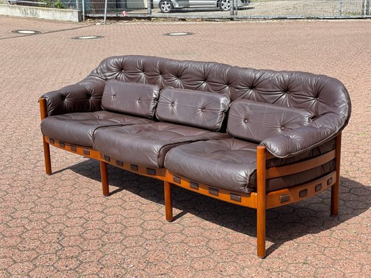 Mid-Century Patinated Brown Leather Sofa by Arne Norell, Sweden, 1960s-WSA-958460