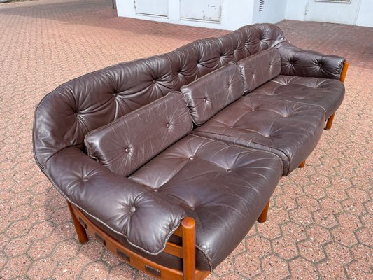 Mid-Century Patinated Brown Leather Sofa by Arne Norell, Sweden, 1960s-WSA-958460