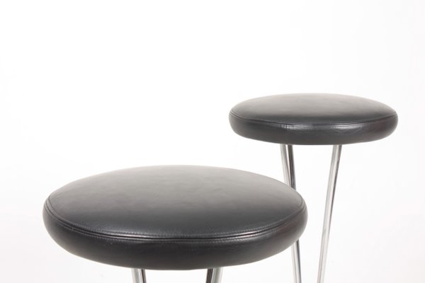 Mid-Century Patinated Leather Barstools by Piet Hein for Fritz Hansen, 1960s, Set of 2-FK-674917