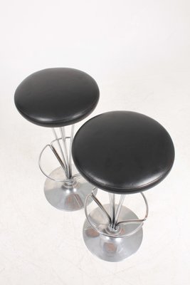 Mid-Century Patinated Leather Barstools by Piet Hein for Fritz Hansen, 1960s, Set of 2-FK-674917