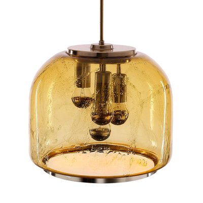 Mid-Century Pendant Lamp in Amber Glass from Doria Leuchten, 1970s-QBR-1063922