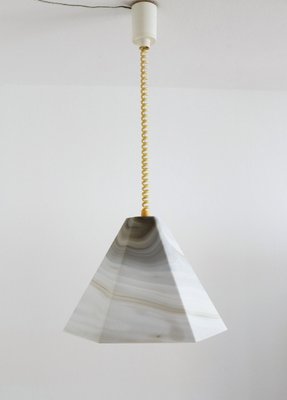 Mid-Century Pendant Lamp in Glass with Marble Effect & Curly Cable, 1970s-VNE-1011509