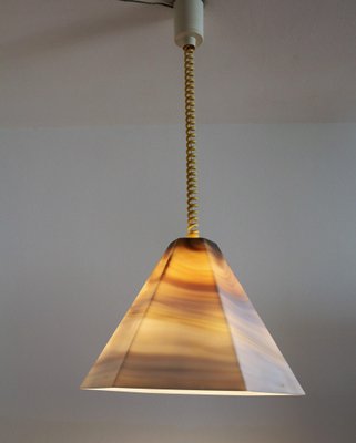 Mid-Century Pendant Lamp in Glass with Marble Effect & Curly Cable, 1970s-VNE-1011509