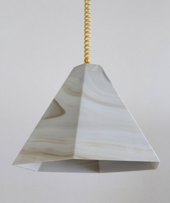 Mid-Century Pendant Lamp in Glass with Marble Effect & Curly Cable, 1970s-VNE-1011509