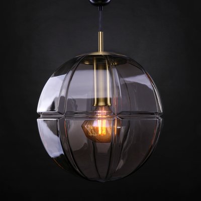 Mid-Century Pendant Lamp in Smoked Glass from Peill & Putzler, 1970s-QBR-991862