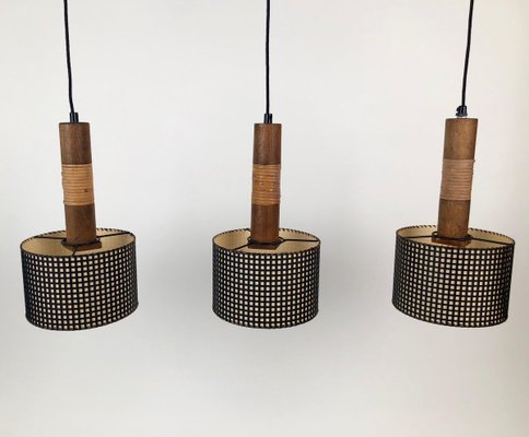 Mid-Century Pendant Lamp with 3 Elements from Werkstätte Hagenauer Wien, Austria, 1950s-BAF-763463