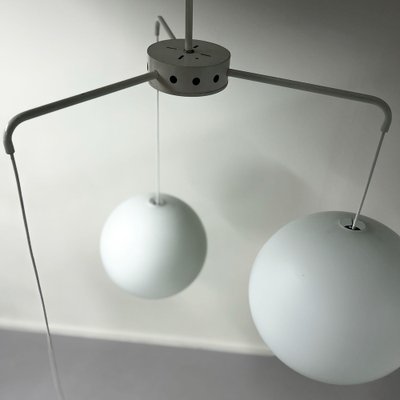 Mid-Century Pendant Lamp with Three Large Opal Glass Globes from Philips, 1960s-ZT-2036445