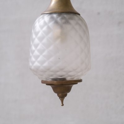 Mid-Century Pendant Light in Brass and Glass Etched, 1950s-JRP-1720745