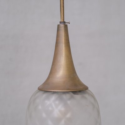 Mid-Century Pendant Light in Brass and Glass Etched, 1950s-JRP-1720745