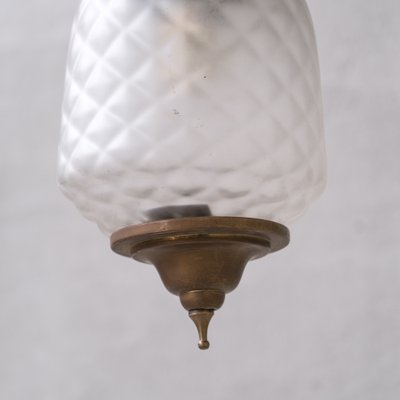 Mid-Century Pendant Light in Brass and Glass Etched, 1950s-JRP-1720745