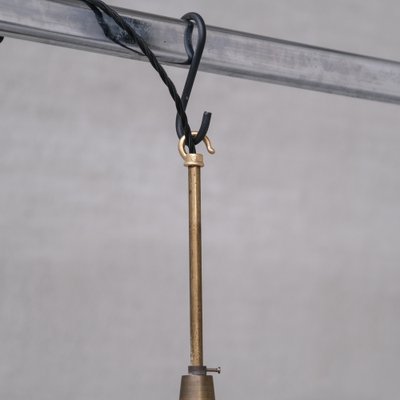 Mid-Century Pendant Light in Brass and Glass Etched, 1950s-JRP-1720745