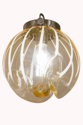 Mid-Century Pendant Light With Murano Blown Glass Globe, Italy-QES-1292907