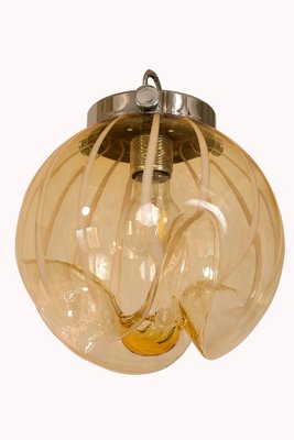 Mid-Century Pendant Light With Murano Blown Glass Globe, Italy-QES-1292907