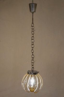 Mid-Century Pendant Light With Murano Blown Glass Globe, Italy-QES-1292907