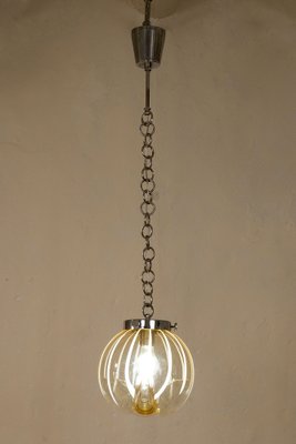 Mid-Century Pendant Light With Murano Blown Glass Globe, Italy-QES-1292907