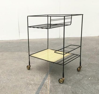 Mid-Century Perforated Metal Bar Serving Cart-UAH-1078808