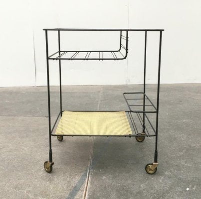 Mid-Century Perforated Metal Bar Serving Cart-UAH-1078808