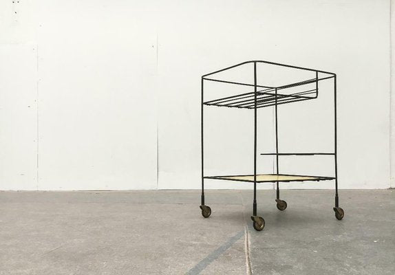 Mid-Century Perforated Metal Bar Serving Cart-UAH-1078808