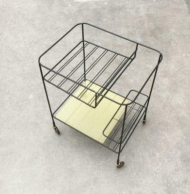 Mid-Century Perforated Metal Bar Serving Cart-UAH-1078808