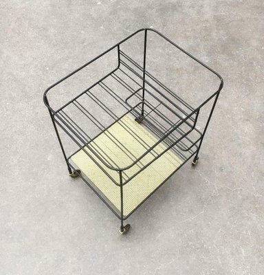 Mid-Century Perforated Metal Bar Serving Cart-UAH-1078808