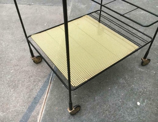 Mid-Century Perforated Metal Bar Serving Cart-UAH-1078808