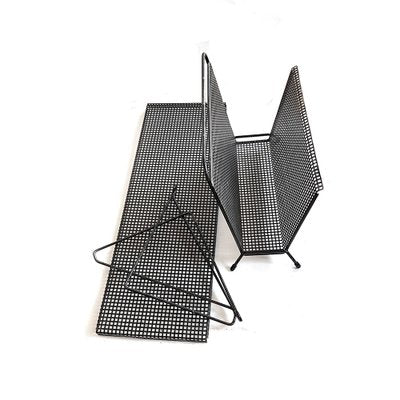 Mid-Century Perforated Metal Magazine Rack & Shelf, Set of 2-NUX-1275121