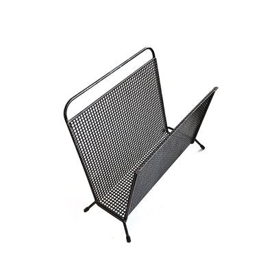 Mid-Century Perforated Metal Magazine Rack & Shelf, Set of 2-NUX-1275121