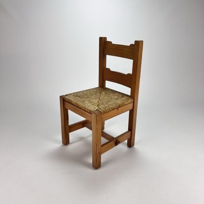 Mid-Century Pine and Rush Dining Chairs, Set of 6, 1960s-RMX-1219643