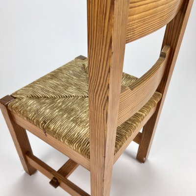 Mid-Century Pine and Rush Dining Chairs, Set of 6, 1960s-RMX-1219643