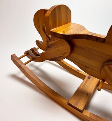 Mid-Century Pine Wood Rocking Horse, 1960s-RMX-1170309