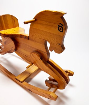 Mid-Century Pine Wood Rocking Horse, 1960s-RMX-1170309