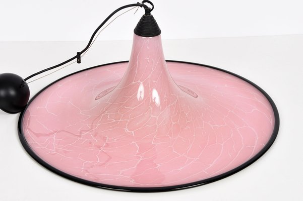 Mid-Century Pink and Black Murano Glass Pendant Light from Seguso, 1970s-JDR-1125937