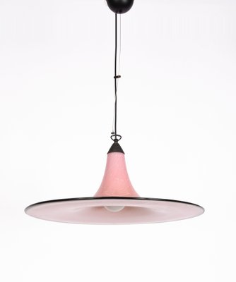 Mid-Century Pink and Black Murano Glass Pendant Light from Seguso, 1970s-JDR-1125937